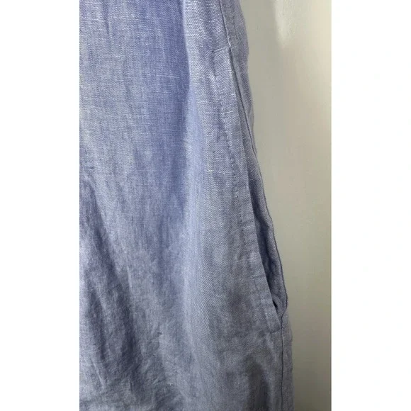 J.crew 100% Linen Button Back Shift Dress in Beauchamps J2466 Blue Size XS - Picture 5 of 12
